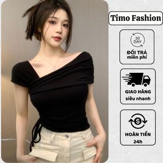 Áo thun trễ vai nữ TIMO, Áo kiểu nữ ngắn tay, phong cách sexy, chất vải thun co giãn, form ôm tôn dáng, AOT148