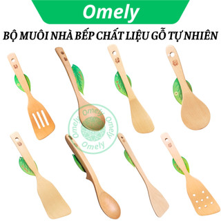 Bộ muôi nhà bếp, muỗng gỗ, xẻng, sạn xào, Trường Sơn cán dài chất liệu gỗ tự nhiên