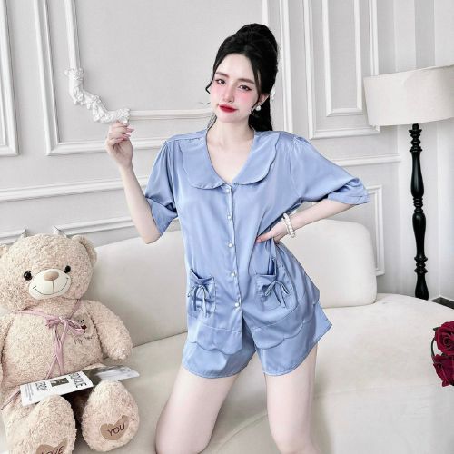 Đồ Ngủ Nữ MIKY, Đồ Ngủ Sexy lụa Latin cao cấp mềm mại xinh xắn < 60KG cổ sen nút ngọc trai | BigBuy360 - bigbuy360.vn