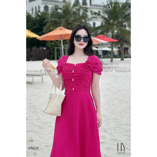 Váy trơn đính ngọc kèm hoa cài - VN011