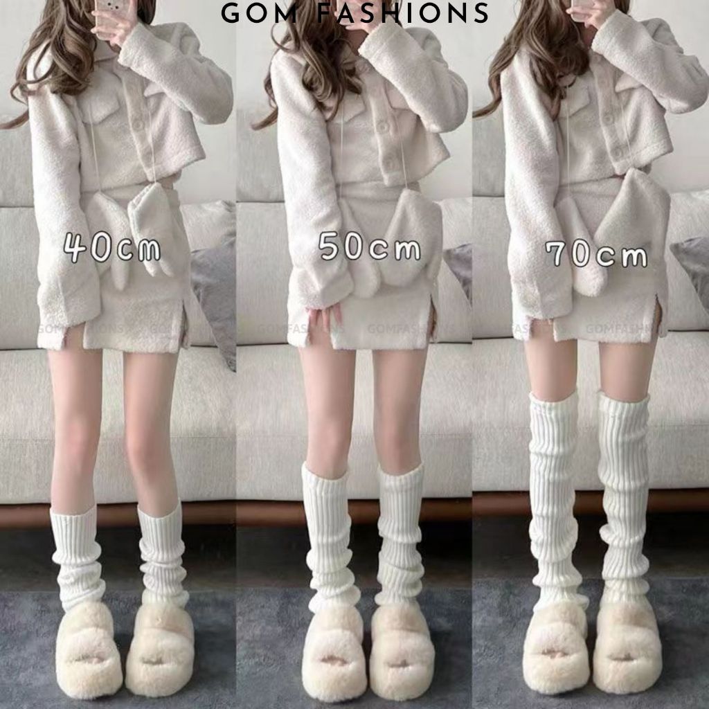 [DEAL SỐC THÁNG 3] Tất ống chân phong cách y2k dệt kim GOMTAT, vớ len nữ lolita mang giày búp bê, mary jane - AJ-2501