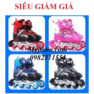 [TẶNG CÁNH HOẶC BH MỎNG] Giày Patin bé trai, bé gái điều chỉnh size, 5 màu tươi tắn, bánh phát sáng