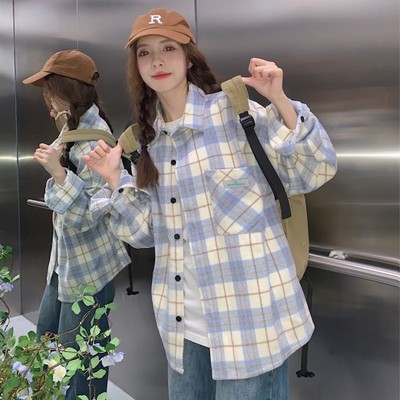Áo Sơ Mi Unisex  NAD Tay Dài From Rộng Dáng Xuông Nam Nữ Chất Vải Cotton Dạ Kẻ Caro Phong Cách Ulzzang
