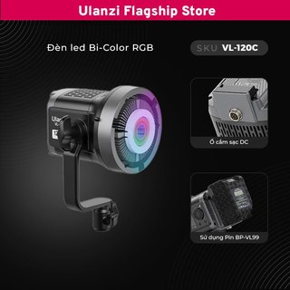 Ulanzi vl120c đèn led rgb cob công suất 120w hỗ trợ app kết nối không dây chính hãng