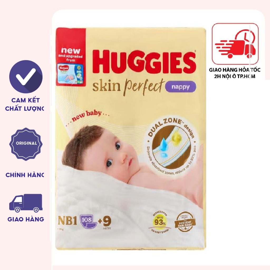 Miếng lót sơ sinh Huggies NB1-108 + 9 miếng