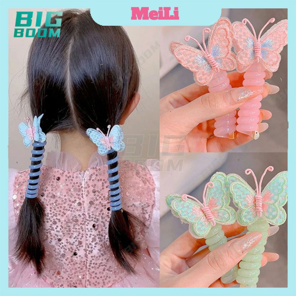 Dây buộc tóc lò xo Hình Bướm- Chun cột tóc dạng lò xo xoắn tạo kiểu màu cầu vồng  kute cho bé (tuyển sỉ)