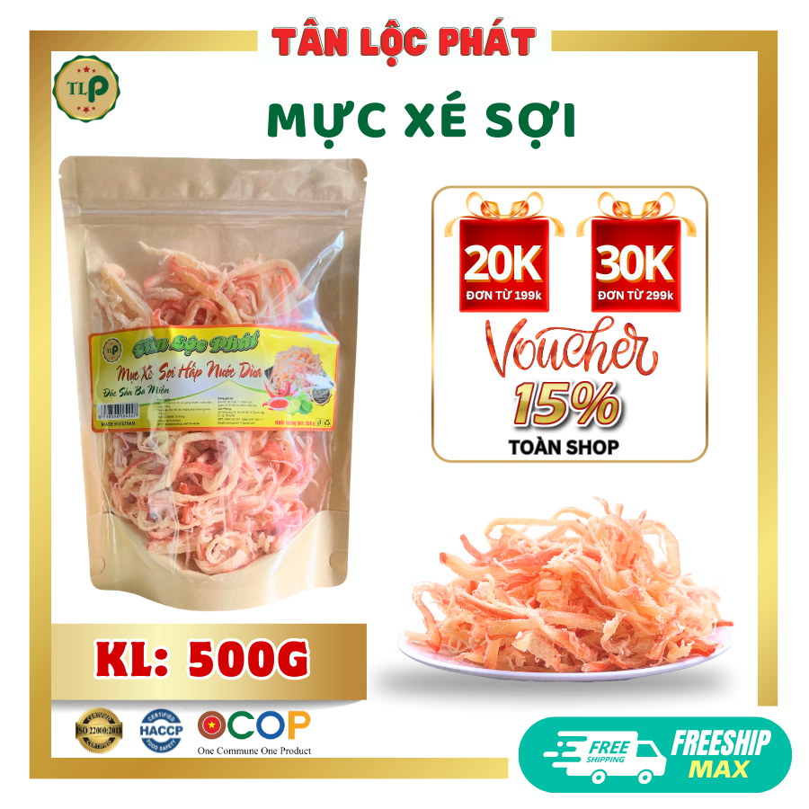 MỰC SỢI HẤP NƯỚC CỐT DỪA BỊCH 500G