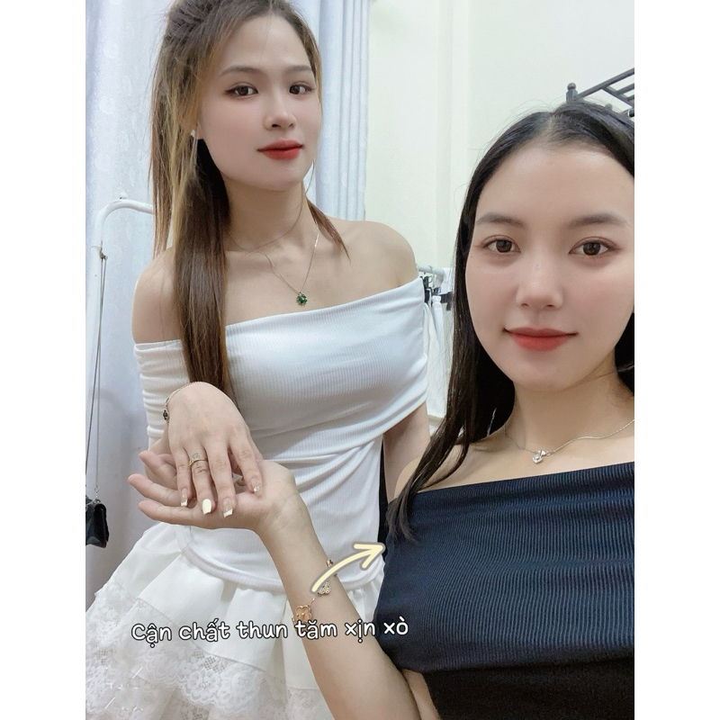 Áo Croptop Trễ Vai Chất Thun Zip Co Giãn Bệt Vai Sang Chảnh | BigBuy360 - bigbuy360.vn