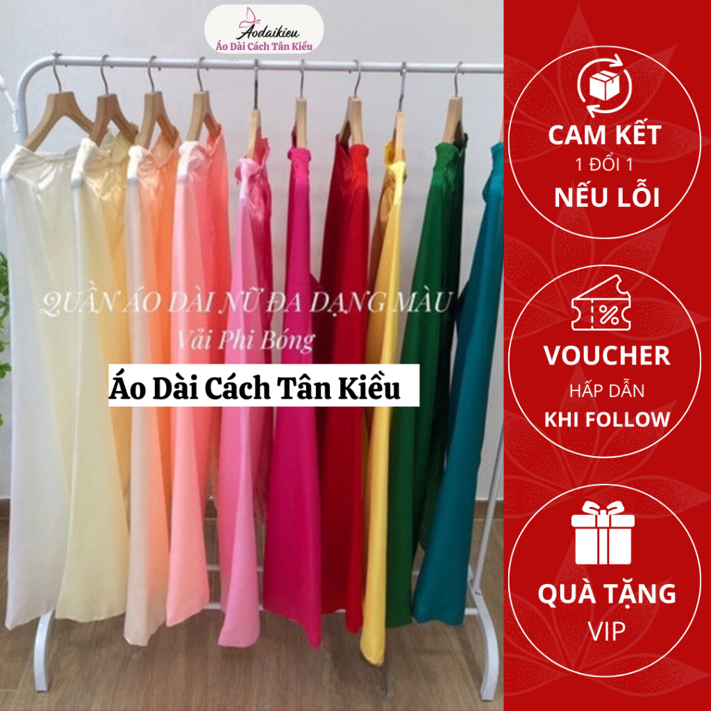 Quần Áo Dài Truyền Thống Lụa Phi Bóng Cao Cấp Xịn,Thoáng Mát Dễ Phối Đồ Đẹp A04 Áo Dài Cách Tân Kiều