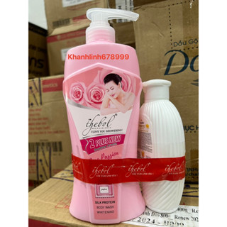 Sữa tắm hương hoa hồng em tắm anh yêu 650g tặng kèm chai nhỏ như hình ( mầu hồng )