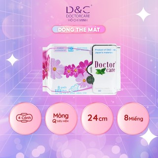 Băng vệ sinh thảo dược D&C Doctor Care ban ngày 24cm siêu thấm hút, the mát, sảng khoái - Gói 8 miếng