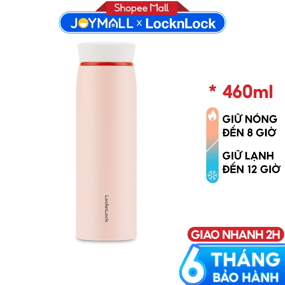 Bình giữ nhiệt LocknLock Hồng LHC4244PIK 460ml, Hàng Chính Hãng, Có Khay Lưới Lọc Trà - JoyMall
