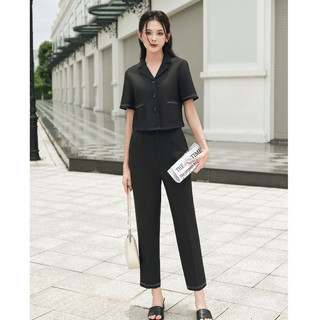 Áo Sơ Mi Nữ Dáng Croptop Cổ 2 Ve, Phối Quần Công Sở Ống Côn LAMER O64K24Q004, O65D24Q005
