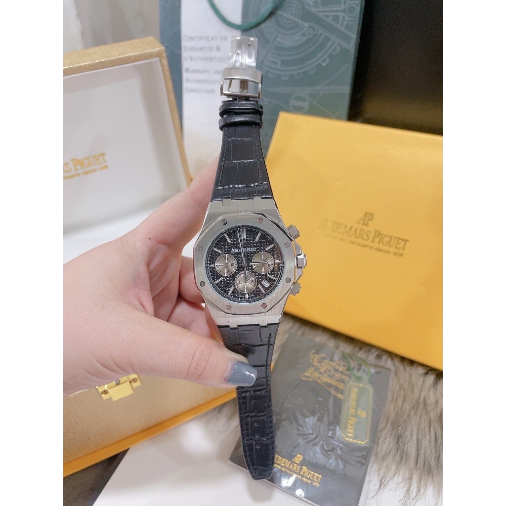 [Full Box] - đồng hồ nam Audemars Piguet Royal Oak 41mm swissquartz, bấm giờ chronograph - dây da cá