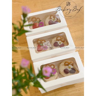 10 hộp giấy trắng đựng bánh cupcake có mặt kính trong suốt 2 ô