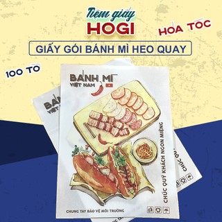 100 tờ giấy gói bánh mì heo quay HOGI, giấy gói bánh, thực phẩm, sandwich size 15x20, đa năng