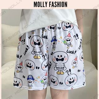 Quần Short hoạt hình LUCKBONE Unisex dành cho nam nữ mặc nhà 38-65kg Molly Fashion
