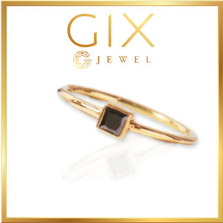 Nhẫn bạc nữ cá tính đá đen vuông minimalist Gix Jewel SPGN17