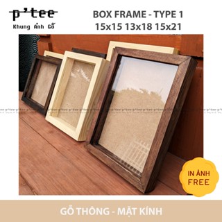 Khung ảnh gỗ 13x18 Hộp B1 - Khung hình gỗ thông mặt kính handmade - Khung tranh Woodframe by P'Tee