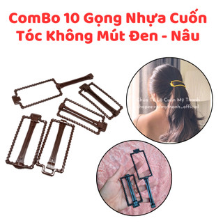 Combo 10 gọng cuốn kẹp tóc không có mút đen - nâu