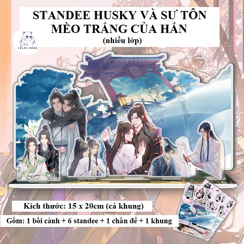 sẵn/2 mẫu Standee nhiều lớp Husky và sư tôn mèo trắng của hắn / mô hình nhiều lớp trưng bày