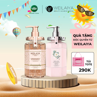 Sữa tắm trắng da cánh hoa hồng Damask 450ml và Sữa tắm trắng da, làm sạch da toàn thân Niacinamide WEILAIYA 450ml