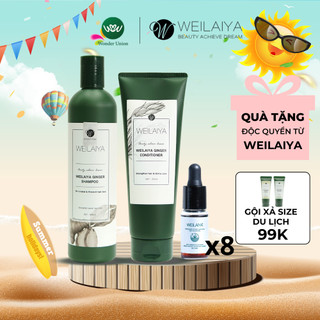 Bộ sản phẩm dầu gội, dầu xả thảo dược gừng trắng và Tinh dầu dưỡng Weilaiya ngăn rụng và kích thích mọc tóc cho da dầu