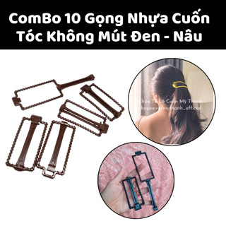 Combo 10 gọng cuốn kẹp tóc không có mút đen - nâu , cao cấp.