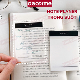 Giấy note basic trong suốt 50 trang DecorMe ghi chú kiểu dáng đơn giản họa tiết dùng trang trí sổ DecorMe