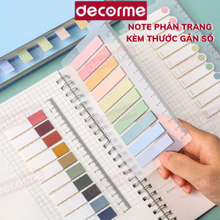 Decorme Giấy nhớ ghi chú sticky note Marker kèm THƯỚC phân trang gắn sổ còng ( 10 màu x 20pc)
