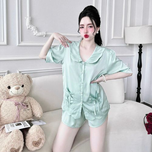 Đồ Ngủ Nữ MIKY, Đồ Ngủ Sexy lụa Latin cao cấp mềm mại xinh xắn < 60KG cổ sen nút ngọc trai | BigBuy360 - bigbuy360.vn