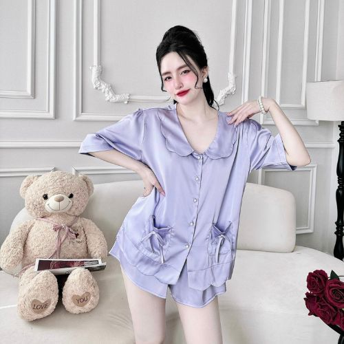 Đồ Ngủ Nữ MIKY, Đồ Ngủ Sexy lụa Latin cao cấp mềm mại xinh xắn < 60KG cổ sen nút ngọc trai | BigBuy360 - bigbuy360.vn