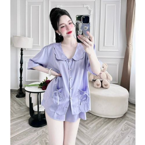Đồ Ngủ Nữ MIKY, Đồ Ngủ Sexy lụa Latin cao cấp mềm mại xinh xắn < 60KG cổ sen nút ngọc trai | BigBuy360 - bigbuy360.vn