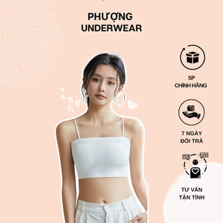  Áo ống có mút hai dây đệm mỏng nâng ngực dáng croptop ôm thoáng mát 