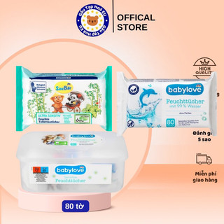 Khăn Ướt Babylove cho làn da nhạy cảm của bé 80 tờ.