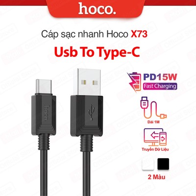 Cáp sạc nhanh PD15W/3A Hoco X73 USB to Type-C chất liệu dây dẻo siêu bền dài 1M cho Android