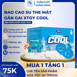 Bao cao su gai XTOY COOL, the mát, hương chuối, gân gai, kéo dài thời gian, hộp 10 bcs