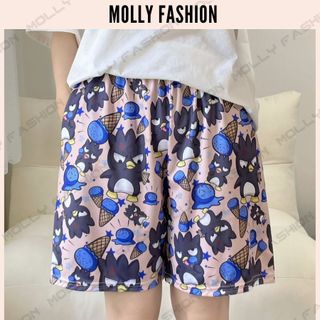 Quần Short hoạt hình BAD MARU Unisex dành cho nam nữ mặc nhà 38-65kg Molly Fashion