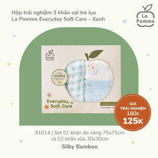 SET 2 KHĂN SỮA + 1 Khăn Đa Năng SỢI TRE LỤA LA POMME (30x30CM)