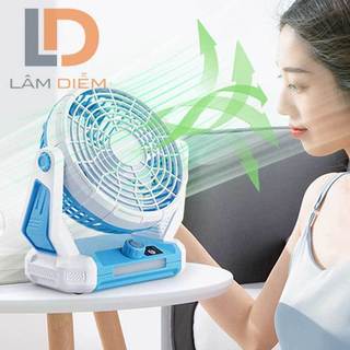 Quạt sạc để bàn tích điện đa năng có đèn led và móc treo Q3