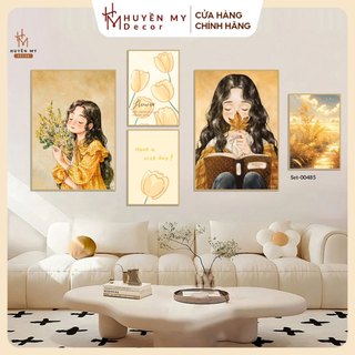 (25 Mẫu) Bộ 5 Tranh Treo Tường Hoa, Cô Gái, Phong Cảnh, Trang Trí Phòng Khách, Phòng Ngủ, Spa, Tiệm Nails-Huyền My Decor