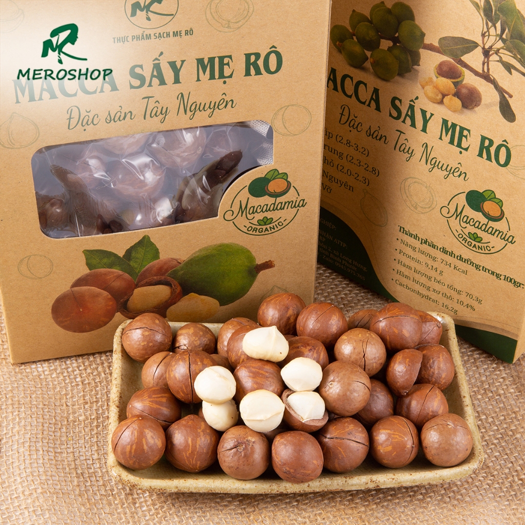  Combo 1Kg Macca sấy Mẹ Rô. Có hồ sơ công bố xuất hóa đơn công ty đầy đủ 