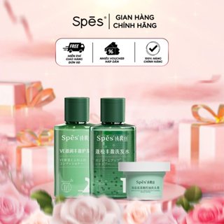 Combo dầu gội, xả, tẩy tế bào chết SPES cho tóc bồng bềnh, dưỡng ẩm, mềm mượt, sạch gàu size 100 ml