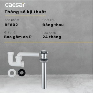 Bộ xả nhấn lavabo caesar - bf602, xi phông chậu rửa tay kiểu nút nhấn, cam kết chính hãng