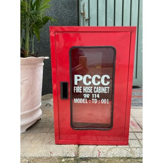 Tủ đựng thiết bị PCCC (Cuộn vòi chữa cháy, bình chữa cháy, lăng chữa cháy) bằng sắt đặt trong nhà