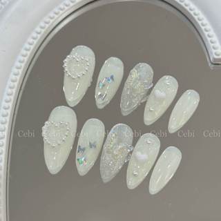 Móng úp thiết kế c816 mắt mèo trái tim ngọc trai phong cách Hàn Quốc dễ thương kỷ yếu Cebi.nailbox