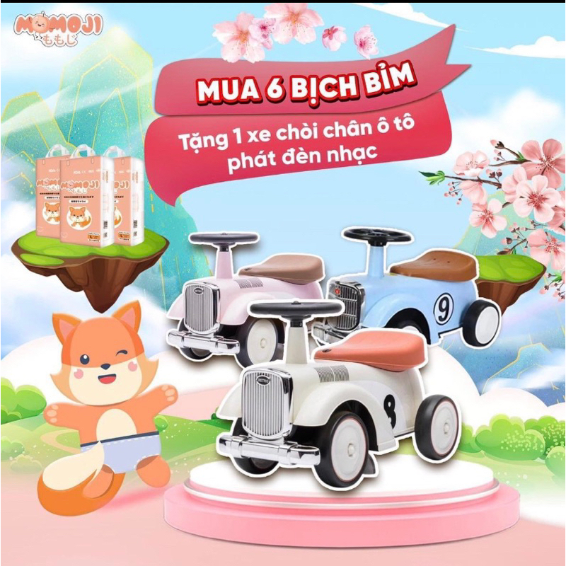 [Tặng xe chòi ô tô  cho bé ]Combo 6 bịch Bỉm Momoji cho bé