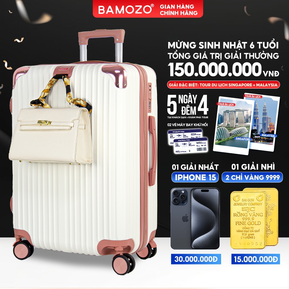 Vali du lịch Bamozo 8809 Size20/24 Vali kéo nhựa dẻo cao cấp chống va đập - Bảo hành 5 năm, 1 đổi 1 30 ngày