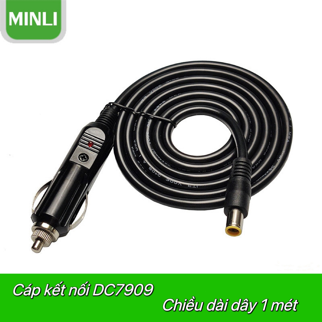 DC7909 Dây cáp nguồn tẩu sạc 12V cho xe hơi, ô tô(1 mét)