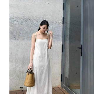 Hion Store - Đầm linen hở lưng 2 dây đi biển